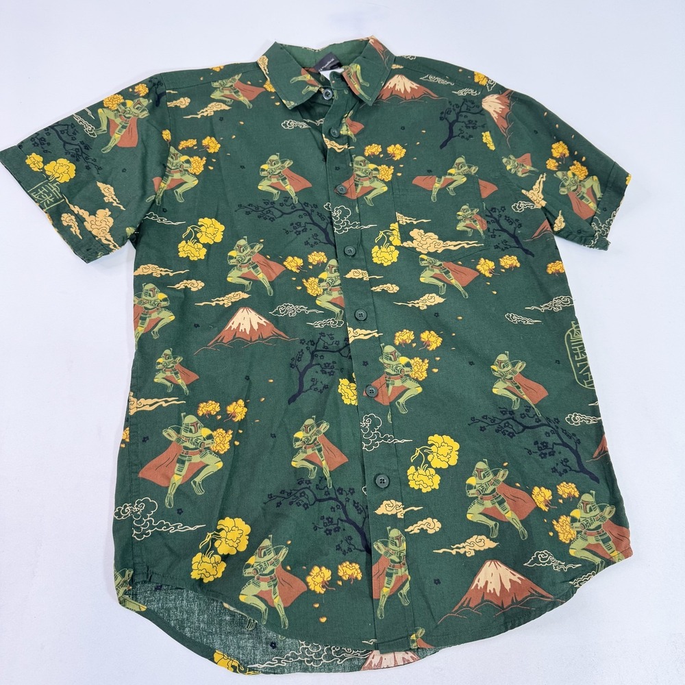 Star Wars Shirt Mens Small Boba Fett Button Up Short Sleeve Lucasfilm‎ Disney